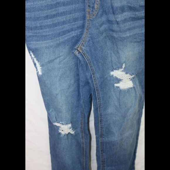 LOVE TREE DENIM DISTRESSED BIB OVERALLS SIZE MEDIUM BLUE - Picture 3 of 8